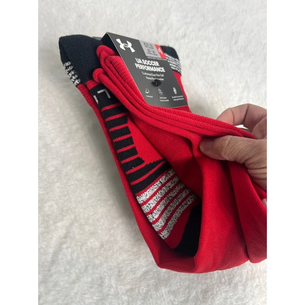 Under Armour Socks Unisex UA Soccer Performance Red Cushioned Over-The-Calf